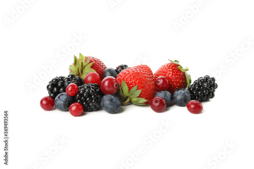 Mix of fresh berries isolated on white background