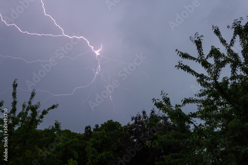 Stormy weather with lightning and dark clouds