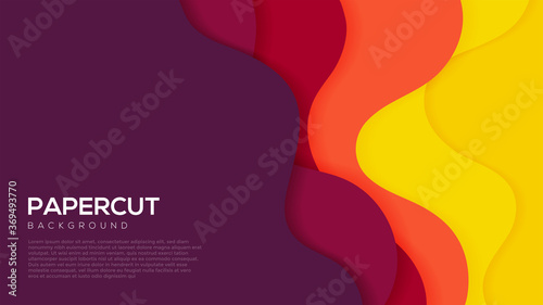 Abstract papercut background with gradient color on backgorund
