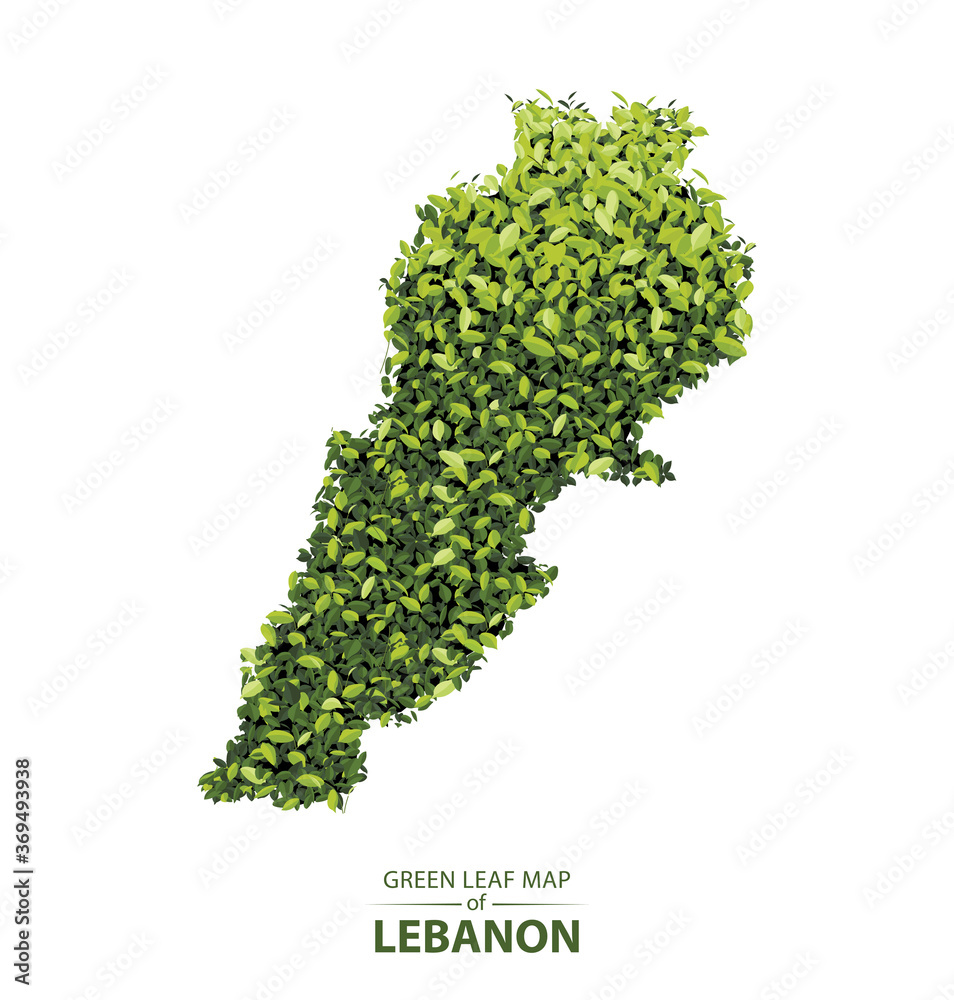 Green leaf map of Lebanon