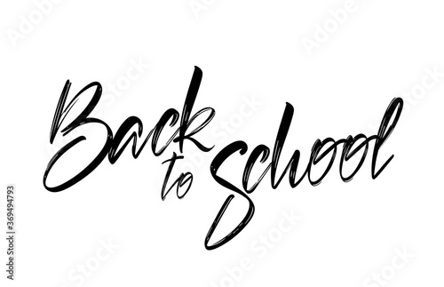 Vector Handwritten calligraphic brush lettering of Back to School on white background