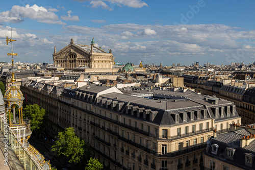 View of the city of Paris, on the left the building of Opera