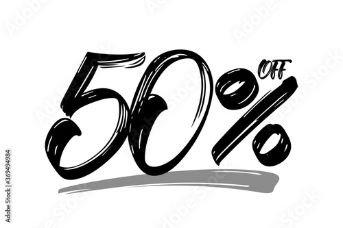 Vector Hand drawn numbers of 50 percent OFF. Special offer discount. Black Friday Sale.