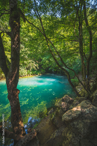 Krupajsko Vrelo  The Krupaj Springs  in Serbia  beautiful water spring with waterfals and caves. Healing light blue water.