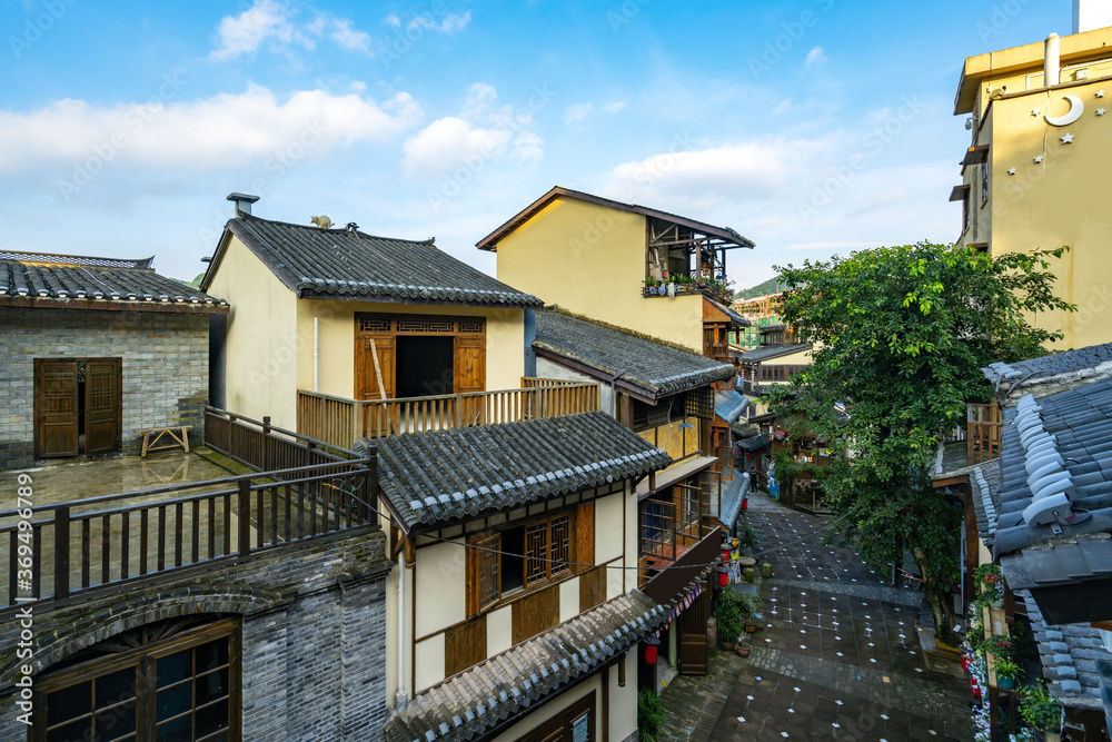Streets of Nanshan ancient town in Chongqing, China