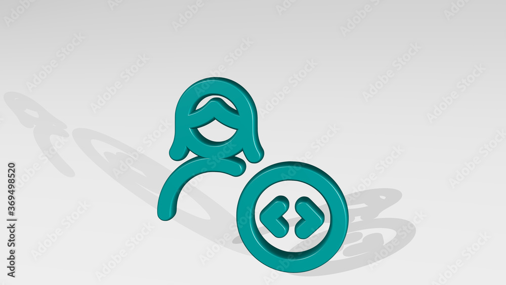 single woman actions coding made by 3D illustration of a shiny metallic sculpture with the shadow on light background. icon and isolated single woman actions coding made by 3D illustration of a shiny metallic sculpture with the shadow on light background. icon and isolated