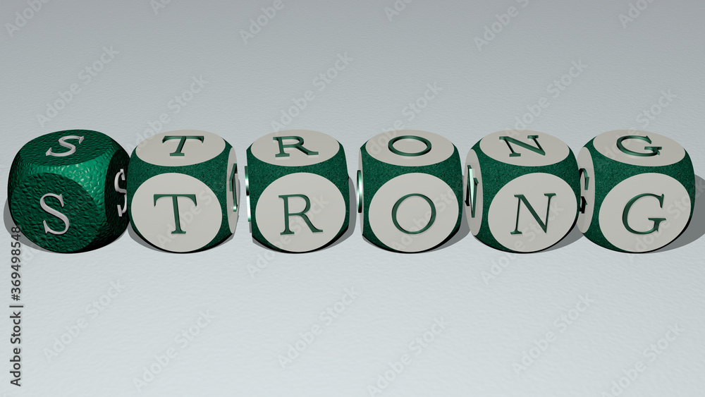 crosswords of strong arranged by cubic letters on a mirror floor, concept meaning and presentation. background and illustration crosswords of strong arranged by cubic letters on a mirror floor, concept meaning and presentation. background and illustration