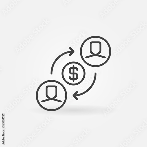 Money Transfer vector thin line concept icon or design element