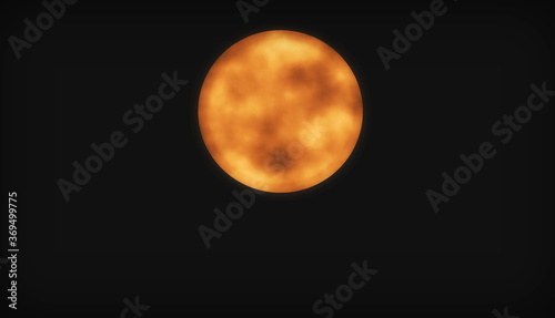 Orange full moon in dark black background
