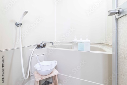 Small bathtub in the bathroom at the hotel