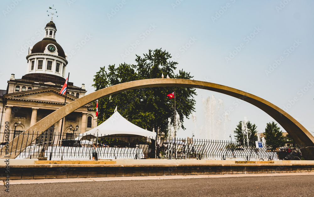 Fototapeta premium Landscape photograph taken at the downtown harbourfront in Kingston, Ontario Canada during a sunny late summer afternoon.