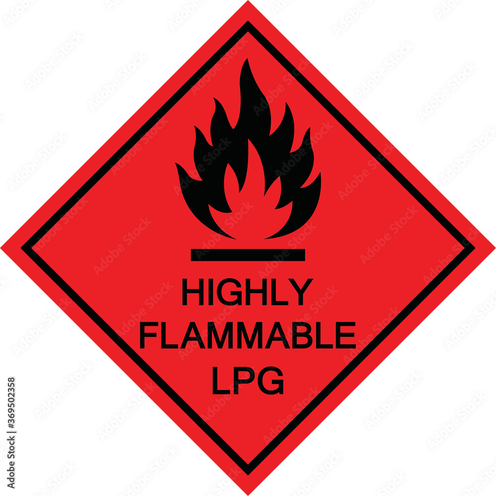 Flammable transport hazard sign and symbol Flammable transport hazard sign and symbol