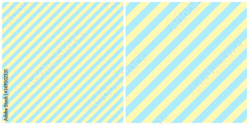 2D Illustration - Light Blue Yellow Stripes Background Set - two different Images cut into Squares with big width colored diagonal Stripes