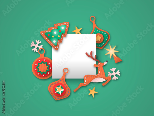 Christmas card paper cut decoration template frame