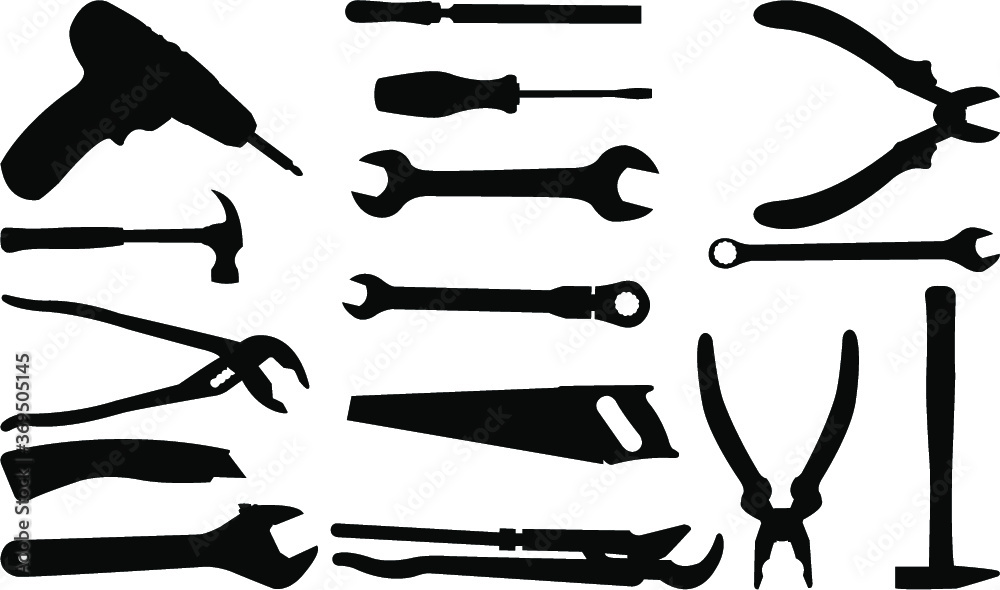 set of tools vector illustration