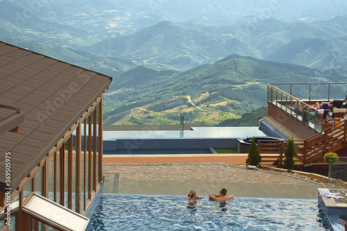 Swimming pool with amazing mountain view in Kopaonik resort, Serbia