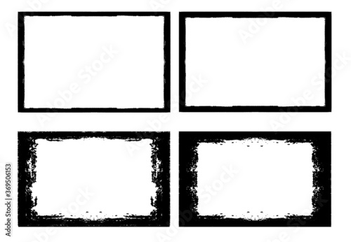 Set of Grunge Black and White Frames . textured rectangles for image