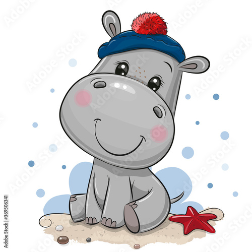 Cartoon Hippo in sailor costume