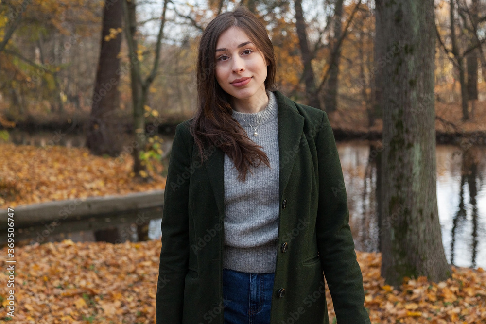 Portrait of girl in autumn park Portrait of girl in autumn park