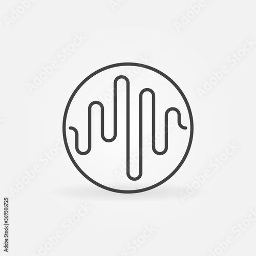 Music Sound Wave in Circle linear vector concept icon or logo element