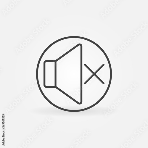 Sound Mute vector thin line concept round icon or design element