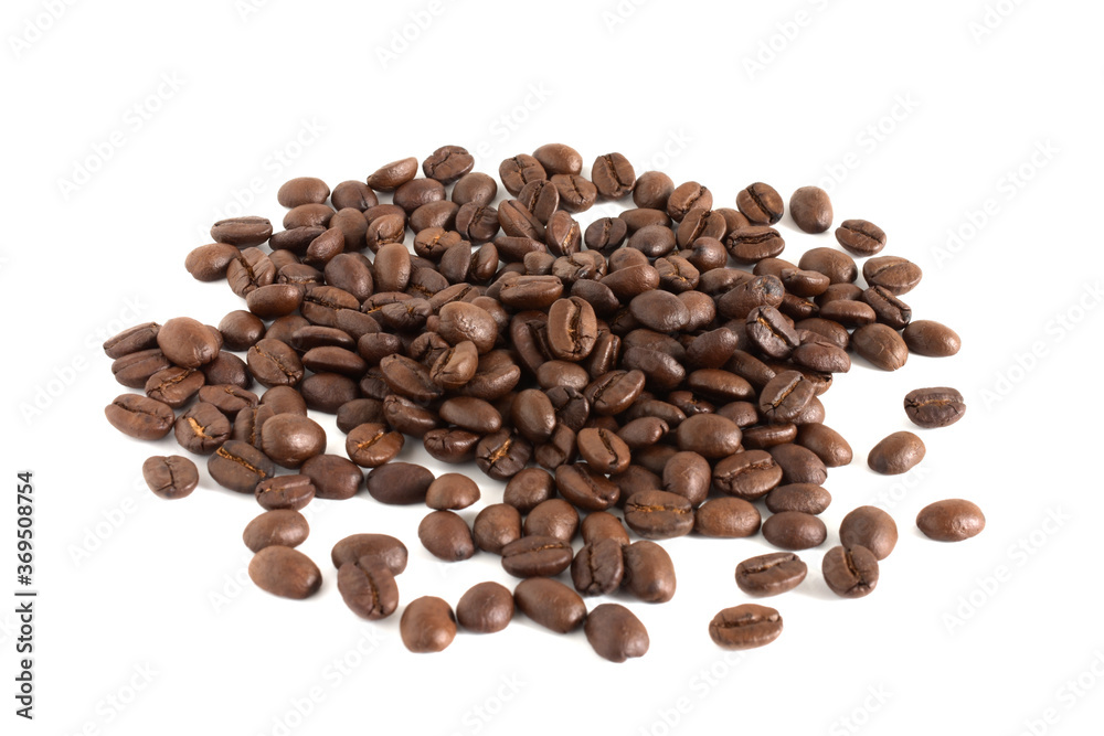 Close up,Coffee beans isolated on the white background. Close up,Coffee beans isolated on the white background.