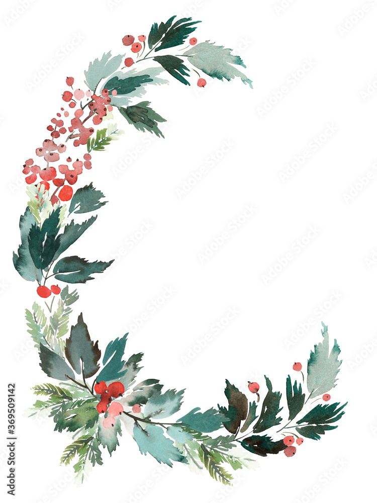 Christmas watercolor postcard. Christmas watercolor postcard.