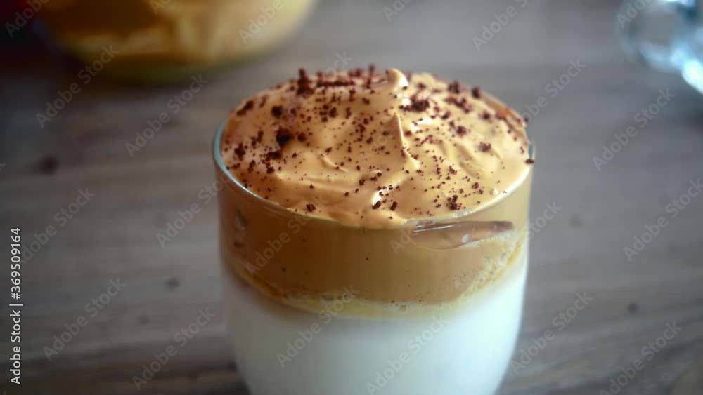 coffee latte garnishing with instant coffee.
Mocha coffee garnishing . Tik tok trending dalgona coffee ready to drink. Coffee footage coffee latte garnishing with instant coffee.
Mocha coffee garnishing . Tik tok trending dalgona coffee ready to drink. Coffee footage