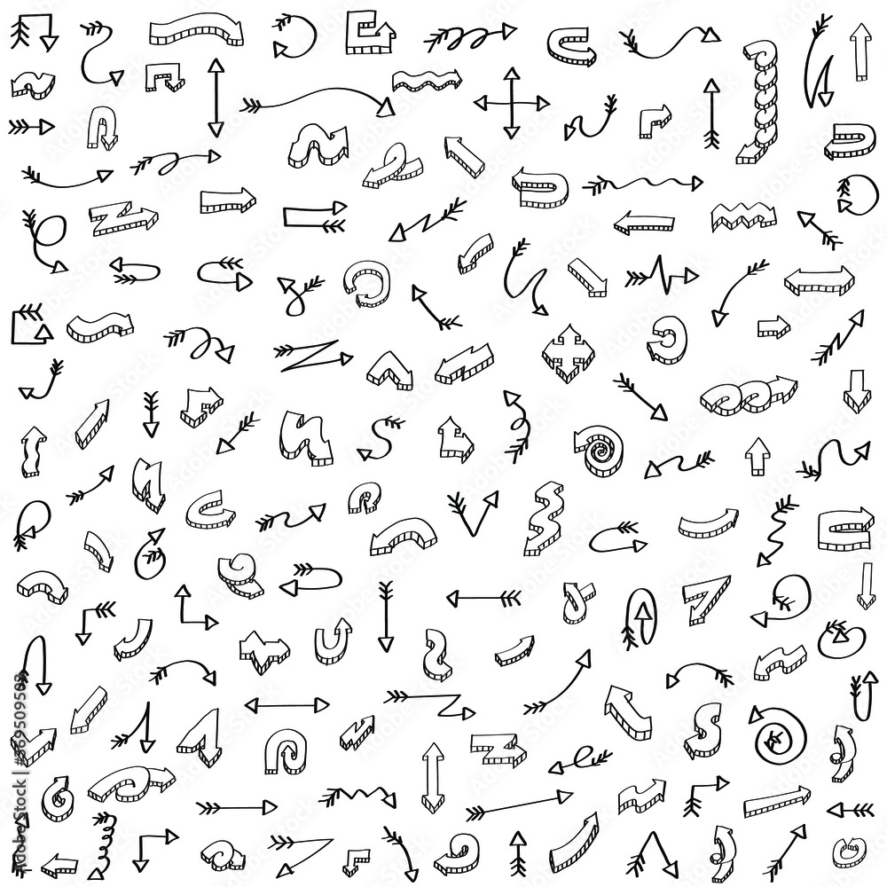 Abstract Set Black Collection Hand Drawn Different Arrows Elements Vector Design Sketch Style Doodle Line Brush Icons Abstract Set Black Collection Hand Drawn Different Arrows Elements Vector Design Sketch Style Doodle Line Brush Icons