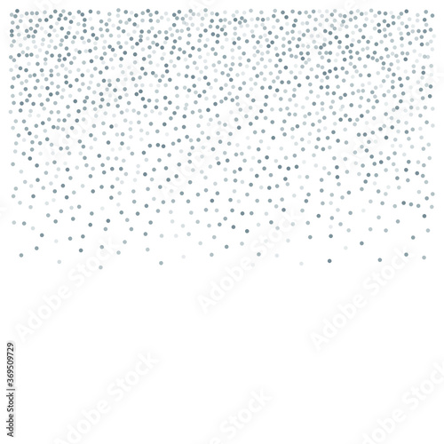 Silver glitter background, metal christmas confetti falling. light magic shining Flying glitter dots, sparkle particles vector border backdrop. shimmer shiny halftone