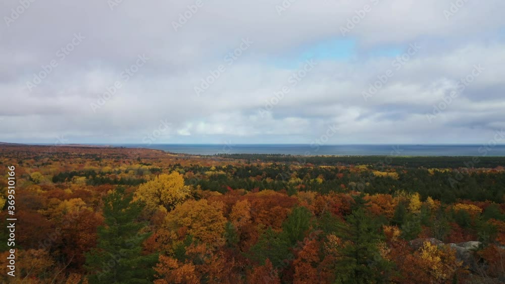 Mountain bikers in the fall near Lake Superior in Northern Michigan