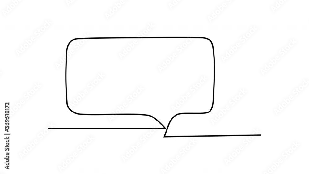 Self drawing animation of speech bubble. Copy space. White background. Border, frame. Self drawing animation of speech bubble. Copy space. White background. Border, frame.