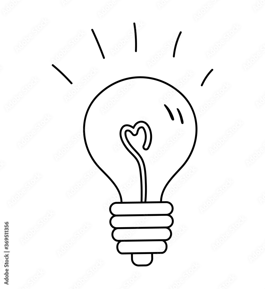 Vector black and white light bulb icon. Back to school educational clipart. Cute outline illustration. Education, clever mind or business idea linear art concept . Vector black and white light bulb icon. Back to school educational clipart. Cute outline illustration. Education, clever mind or business idea linear art concept .