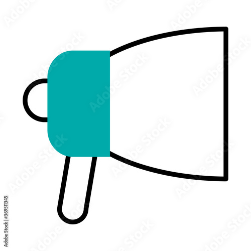 megaphone device icon, half line half color style