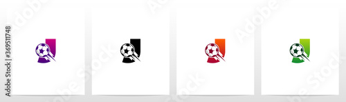 Soccer Ball On Letter Logo Design J