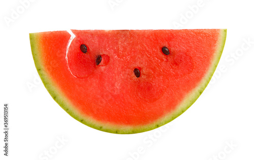 Close up half cut of red watermelon isolated