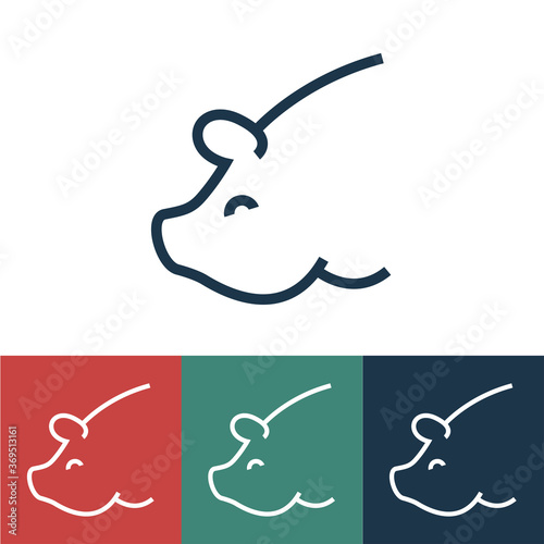 Linear vector icon with pig