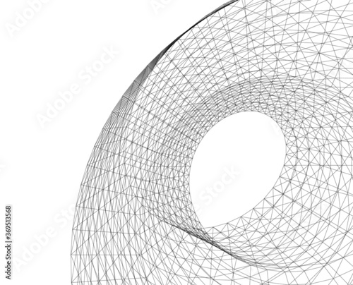 Architectural drawing. Geometric background 3d