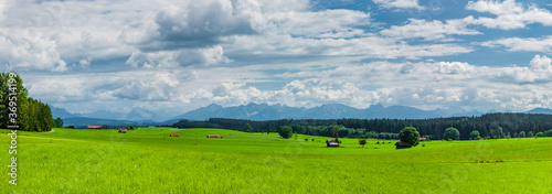 Landschaft im Allg  u mit Alpenpanorama