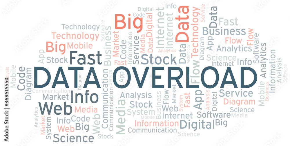 Data Overload vector word cloud, made with text only.