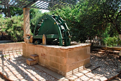 A well-maintained draw-mill of a 14th century Genoese mansion at the area of Kambos in Chios island, Greece, August 7 2012. photo