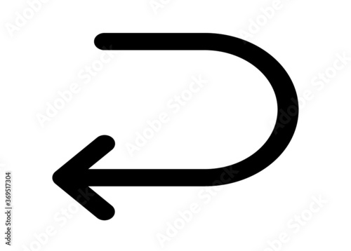 Undo arrow icon. Left turn direction symbol. Navigation pointer sign. Classic flat style. Gradient undo icon. Vector