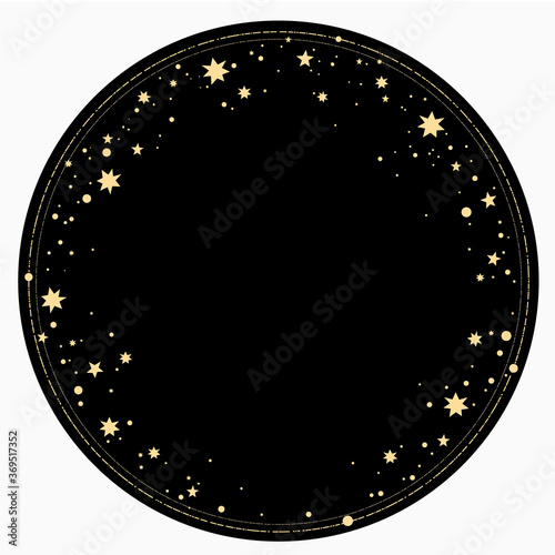 round end frame with gold star ornament