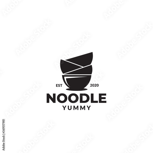 Bowl noodle delicious logo vector icon illustration