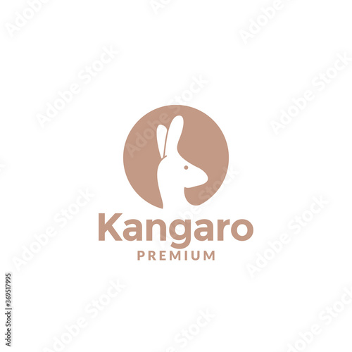 Kangaroo head mascot cartoon cute circle minimal logo vector icon illustration
