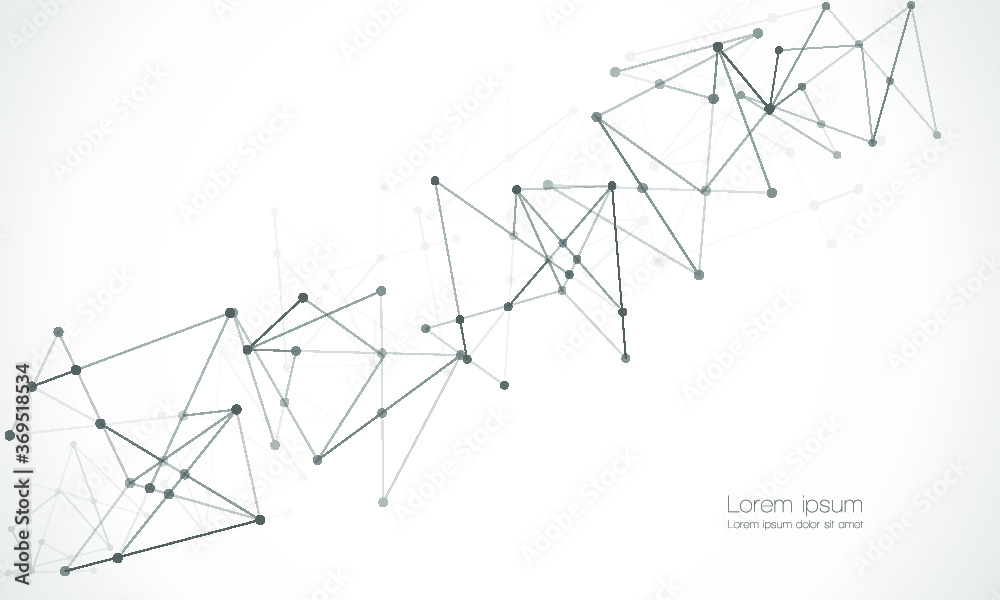 Abstract technology Network nodes, digital connection background with polygonal shapes on white Vector. science technology, data structure, connected points, web.	