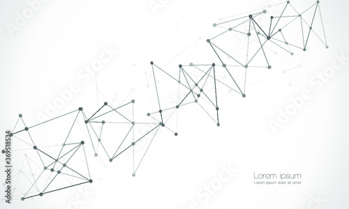 Abstract technology Network nodes, digital connection background with polygonal shapes on white Vector. science technology, data structure, connected points, web. 