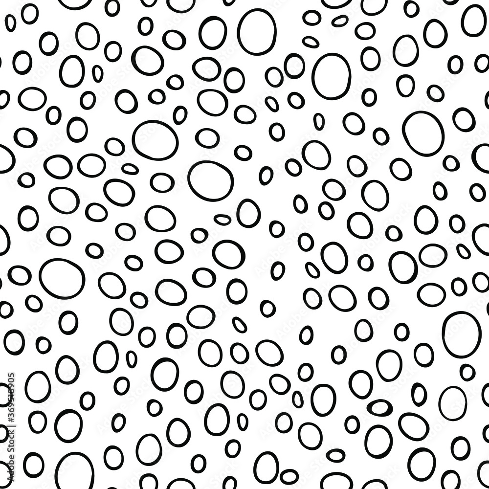 seamless pattern background bubbles hand drawn contour linear black and white stylish