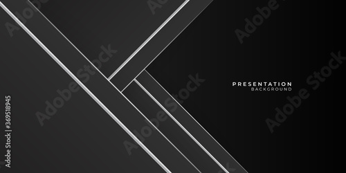 Black abstract presentation background with white lines stripes