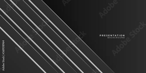 Black abstract presentation background with white lines stripes